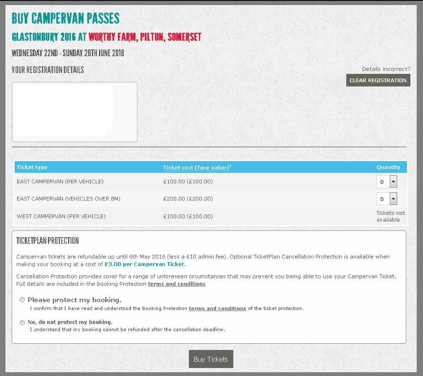 Copie d'écran page de réservation camping cars