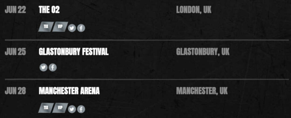 Dates tournée Aerosmith 2022