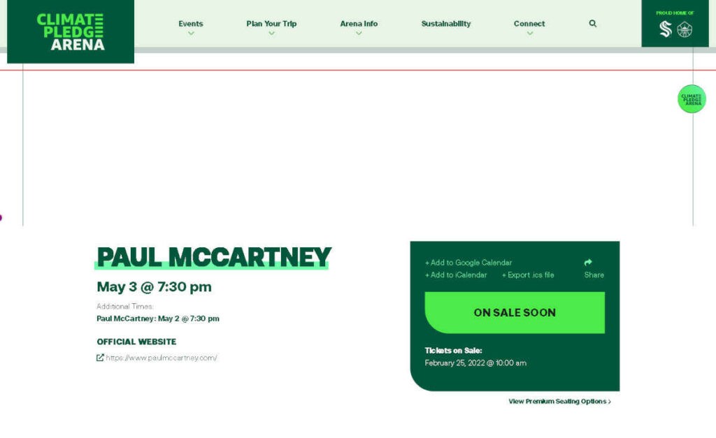 Paul MacCartney annonce live à Seatttle